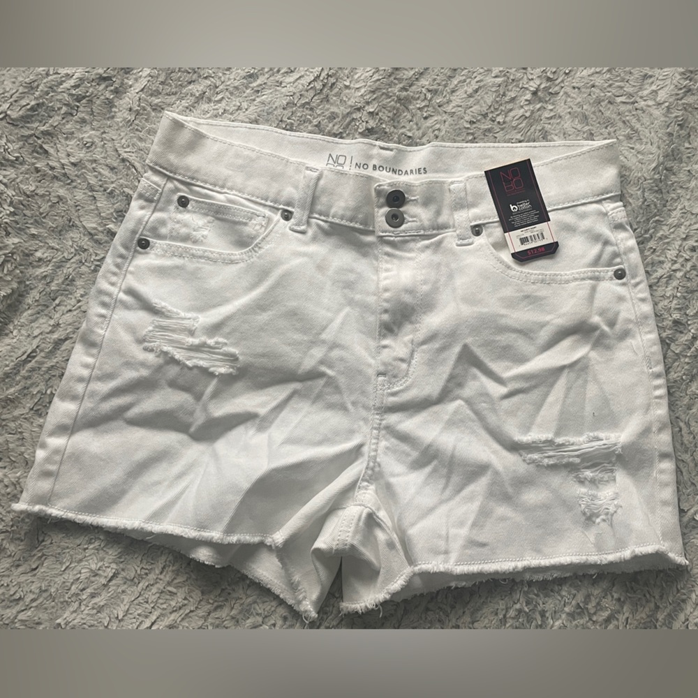 White Denim Frayed Shorts